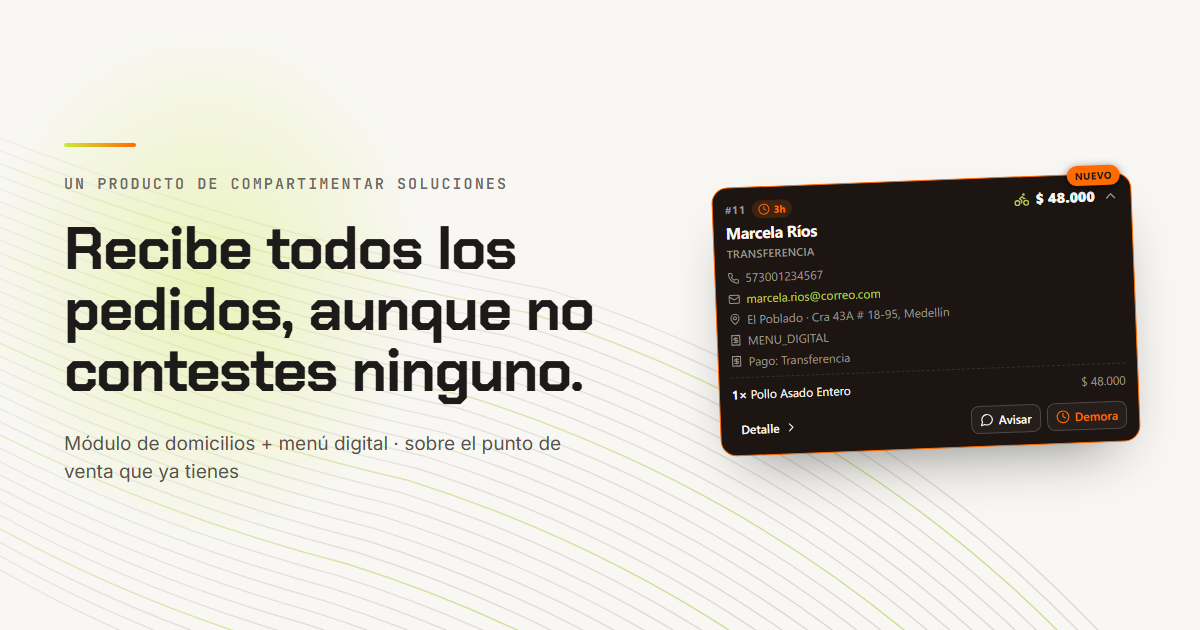 Vista del módulo de domicilios de Compartimentar Soluciones